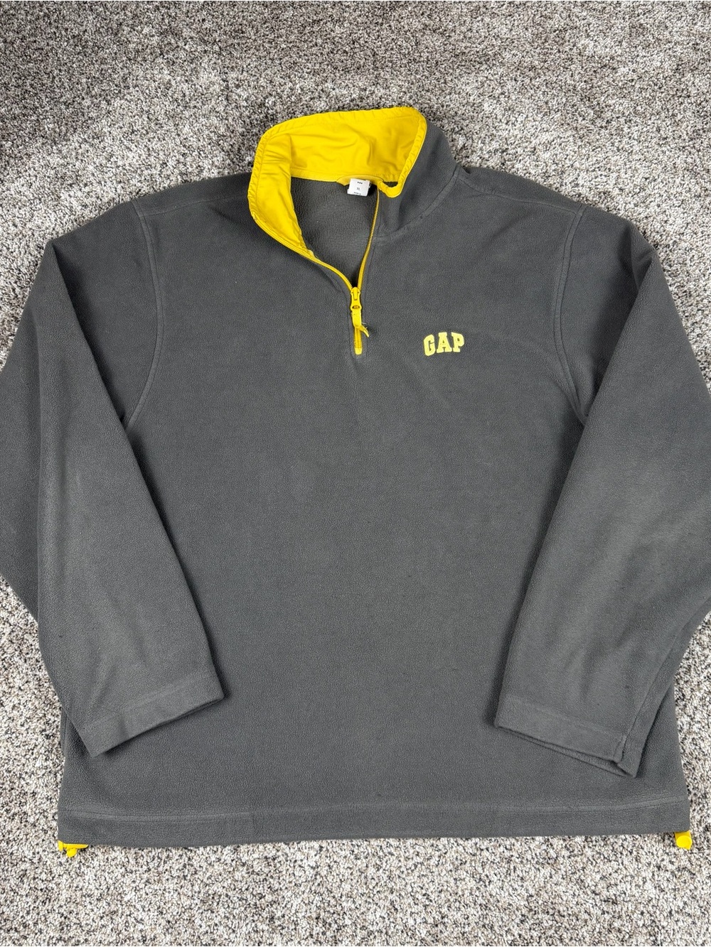 Sz XL Men’s GAP Gray & Yellow Quarter-Zip Fleece Pullover